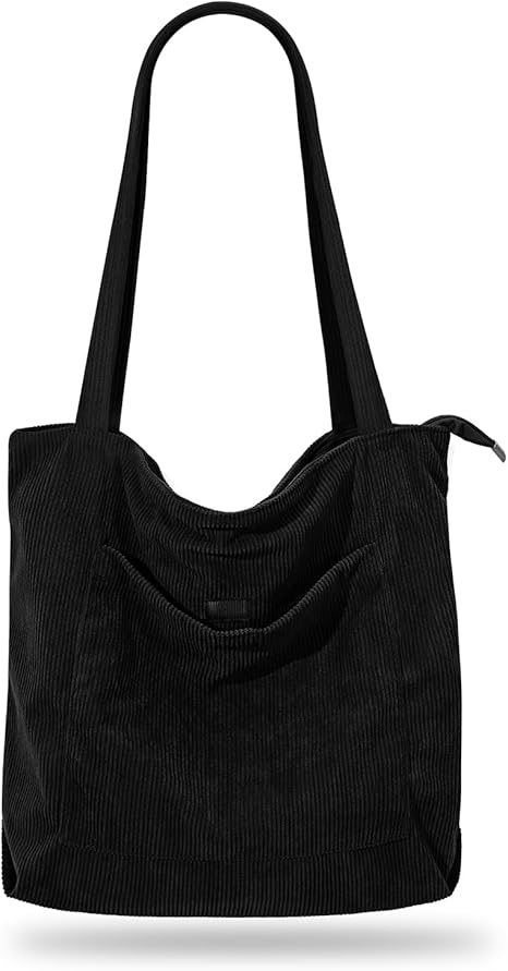 Black corduroy pocket handbag